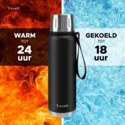 TravelR Thermosfles - Thermoskan - Drinkfles - Isoleerfles - BPA Vrij - Roestvrij Staal - 750 ML - Mat Zwart -Keukenproducten Winkel 1200x1200 784