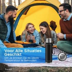 TravelR Thermosfles - Thermoskan - Drinkfles - Isoleerfles - BPA Vrij - Roestvrij Staal - 750 ML - Mat Zwart -Keukenproducten Winkel 1200x1200 785