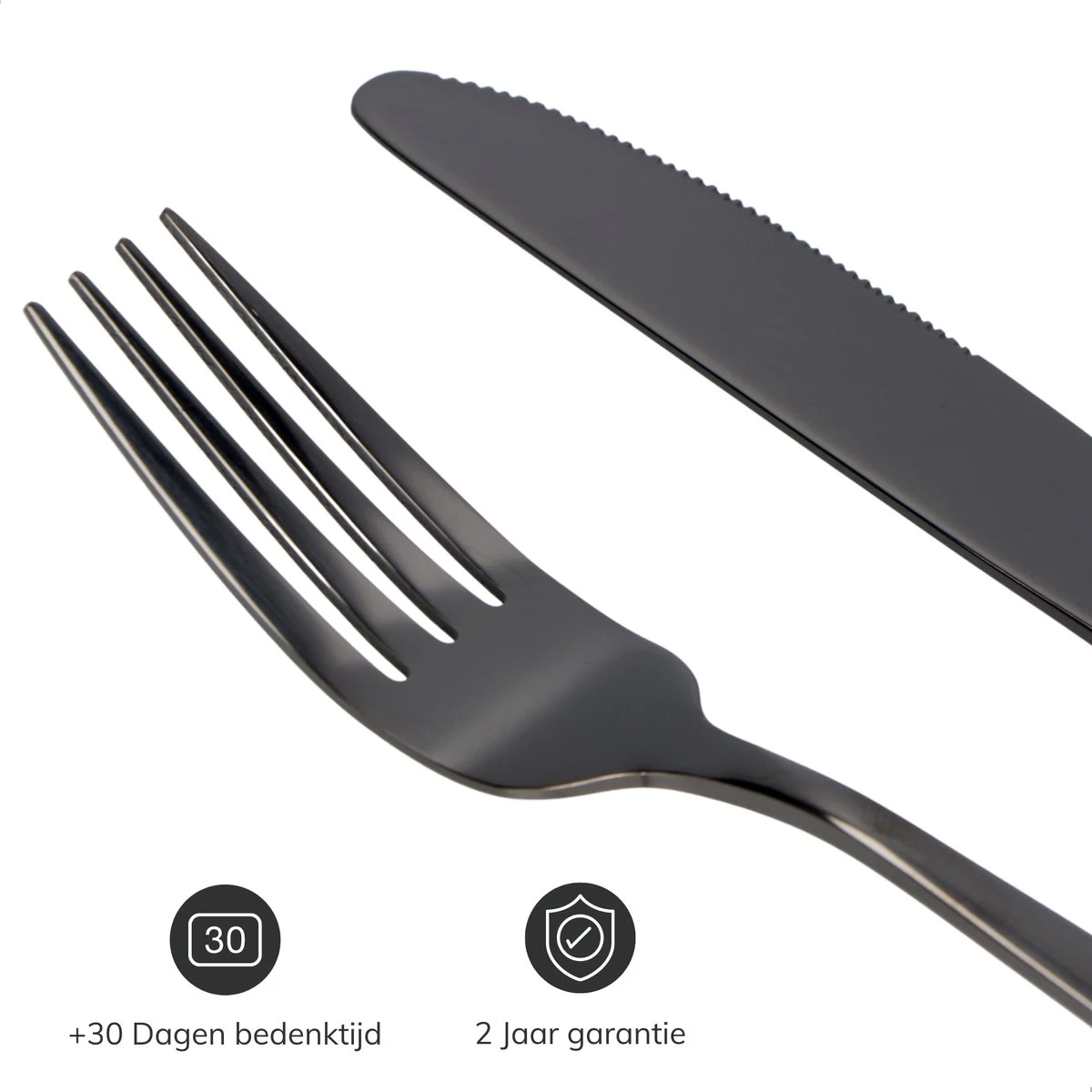 Deleca 6 Persoons Bestekset (36-delig) - Lepels, Messen, Vorken & Steakmessen - Vaatwasserbestendig - Zwart / RVS 3 Deleca 6 Persoons Bestekset (36-delig) - Lepels, Messen, Vorken & Steakmessen - Vaatwasserbestendig - Zwart / RVS - Afbeelding 2