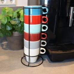 Orange85 Koffiekopjes - Met Houder - Set Van 6 - Gekleurd - 300 Ml - Keramiek -Keukenproducten Winkel 1200x1200 954