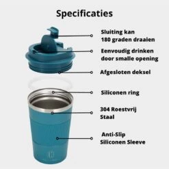 Castagnola Design RVS Koffiebeker To Go - Blauw - 380ml - Thermosbeker - Theebeker -Keukenproducten Winkel 1200x1200 983