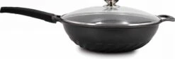Cheffinger Wokpan Met Deksel - 32cm - Zwart - Pan - Keukenaccessoires -Keukenproducten Winkel 1200x408