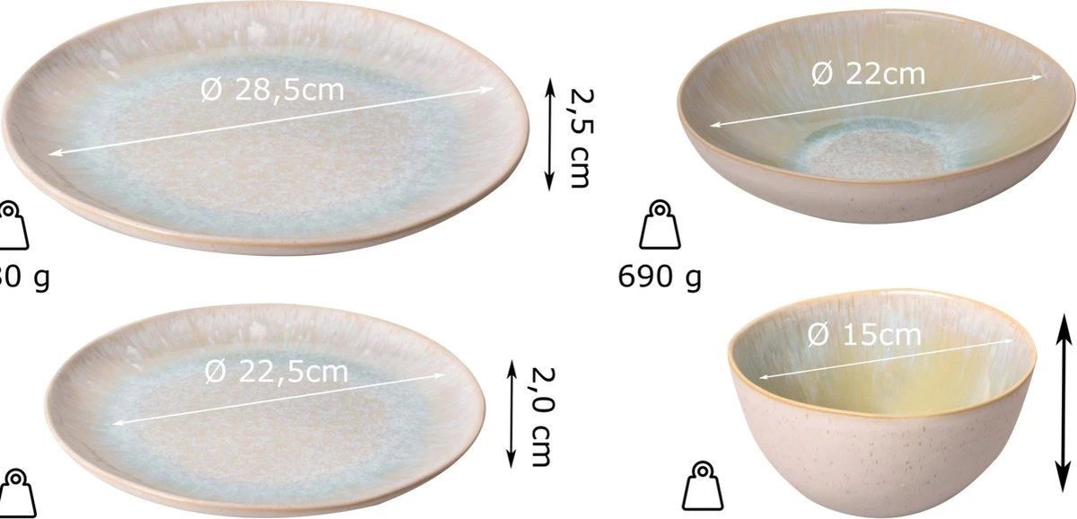 Palmer Serviesset Light Blue Sea Stoneware 6-persoons 24-delig Blauw 14 Palmer Serviesset Light Blue Sea Stoneware 6-persoons 24-delig Blauw - Afbeelding 12