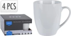 Excellent Houseware Set Van 4x Stuks Bekers/mokken Wit 380 Ml Van Porselein - Melkbekers -Keukenproducten Winkel 1200x612 3