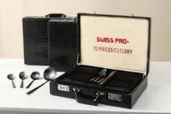 Swiss Pro+ Bestekset In Koffer-72 Delig-12 Persoons-Zwitsers Kwaliteit-Complete Set-100% Roestvrijstaal- Zwart -Keukenproducten Winkel 1200x799 16