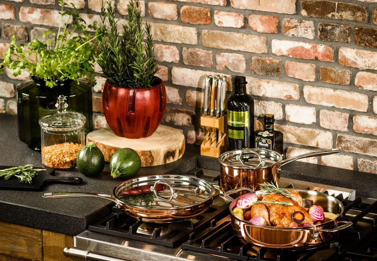 Koekenpan Ø26cm Met Deksel - Inductie - Koper - DUCQ 6 Koekenpan Ø26cm Met Deksel - Inductie - Koper - DUCQ - Afbeelding 4