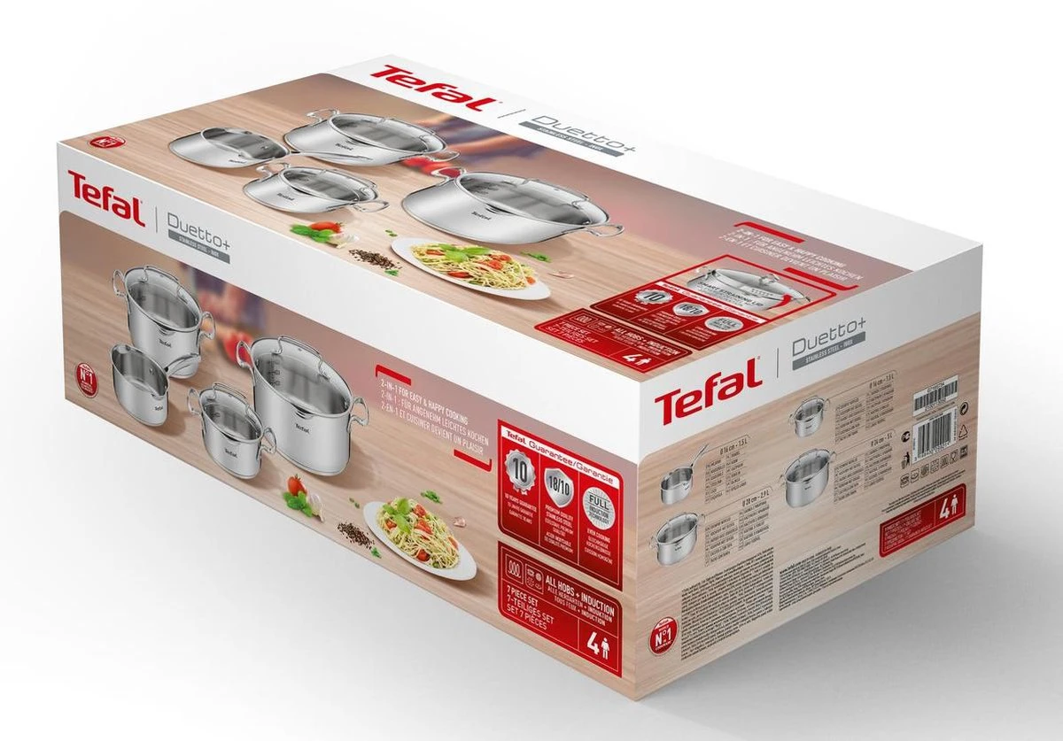 Tefal Duetto + Pannenset - 4 Delig - Kookpannenset 9 Tefal Duetto + Pannenset - 4 Delig - Kookpannenset - Afbeelding 7