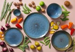 Palmer Serviesset Lotus Stoneware 6-persoons 24-delig Zwart Turquoise -Keukenproducten Winkel 1200x838 3