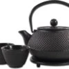 SakuraTea - Theepot Set - 4-delig - Gietijzer - Zwart - 0.8L - 2 Kopjes (100ml) -Keukenproducten Winkel 1200x882 4