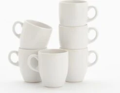 Lite-Body Hermes Koffie Beker - 200 Ml - Set Van 6 - Wit