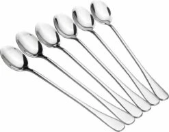 Merkloos Latte Macchiato Lepels – RVS Lange Yoghurt, Dessert Of Koffie Lepeltjes – Set Van 6 Stuks