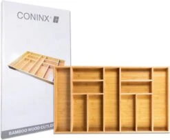 Grote Bestekbak Bamboe 81x47CM - Coninx Besteklade - Opbergbak - Duurzaam - Bamboe - Voor Laden Vanaf 47cm Diep -Keukenproducten Winkel 1200x987