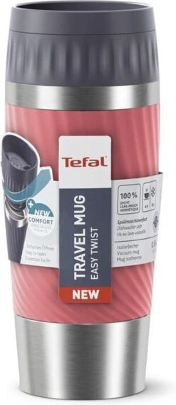 Tefal Travel Mug Easy Twist Thermobeker - Koraalrood - 0,36 Liter -Keukenproducten Winkel 522x1200