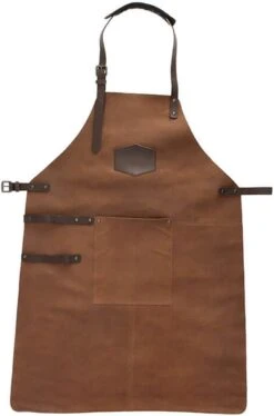 Old West BBQ Schort Barbecue Schort Leer - Cognac Bruin -Keukenproducten Winkel 792x1200 1