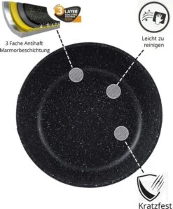 Cheffinger Pannenset - 10 Delig - Marmeren Coating - Inductie - Met Glazen Deksels - Zwart -Keukenproducten Winkel 993x1200